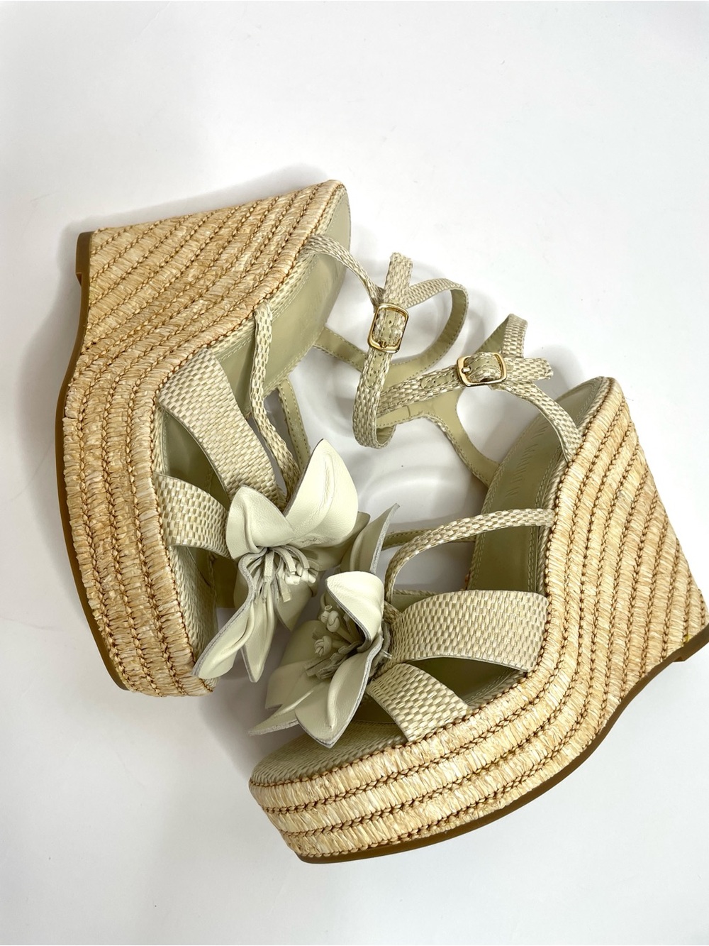 Steve Madden | Florentina Floral Wedge Sandal White Size 8 - Picture 6 of 12